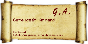 Gerencsér Armand névjegykártya